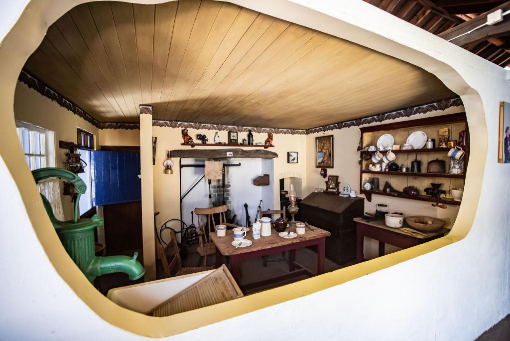 Window into historic old Irish kitchen