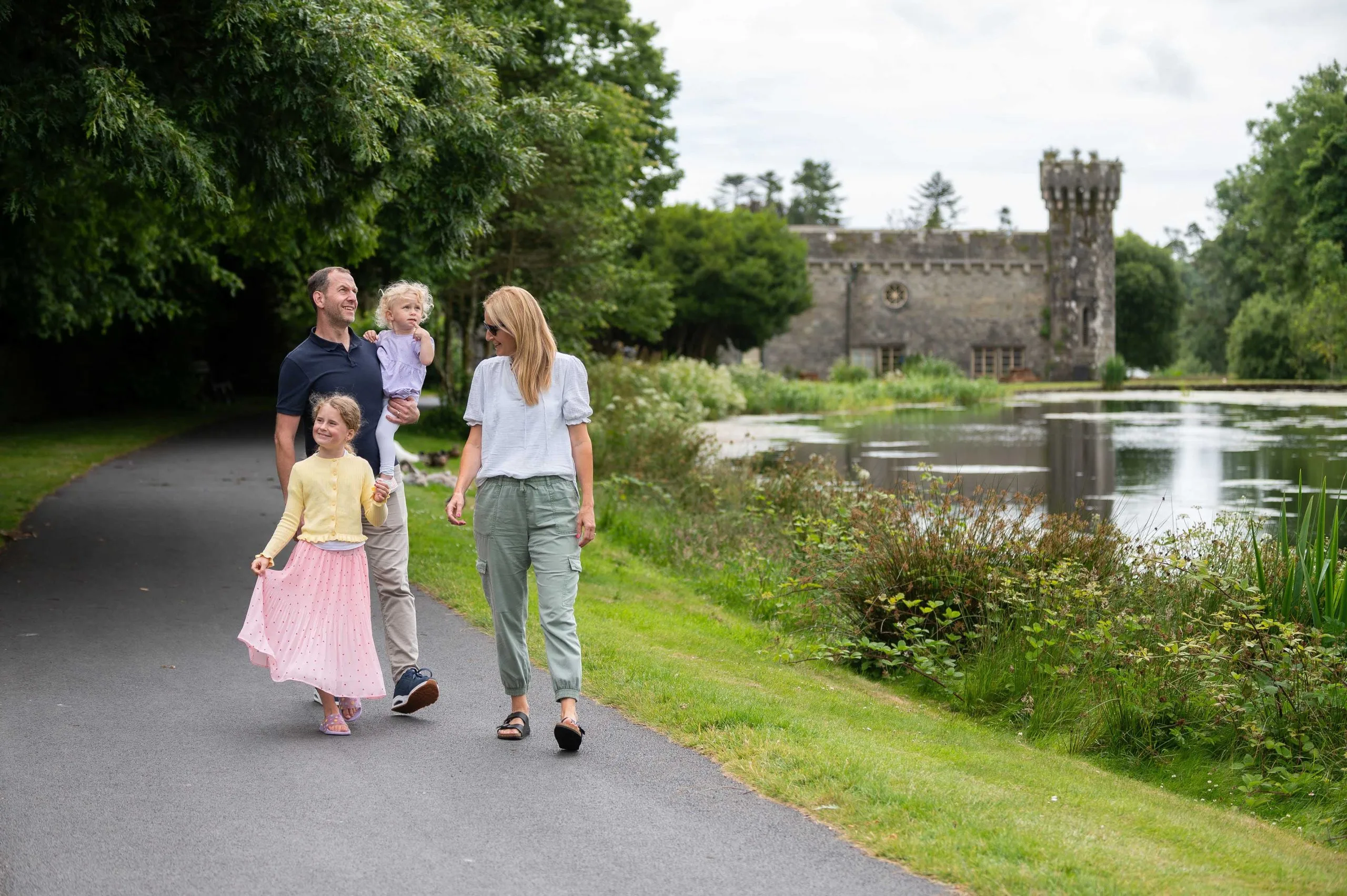 Family Walk by lake at Johnstown Castle