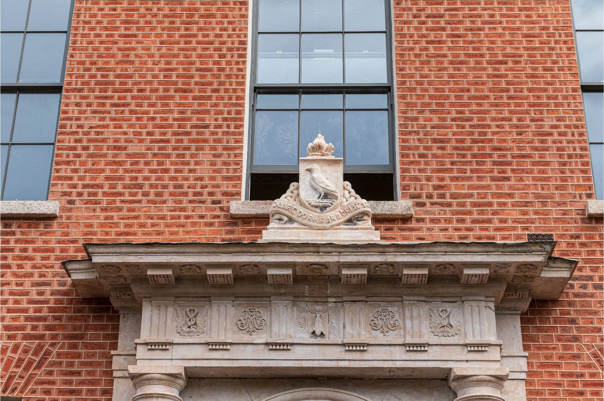 Hand carved raven from the original Dublin Coat of Arms above the Georgian door frame of No11 Parnell Square