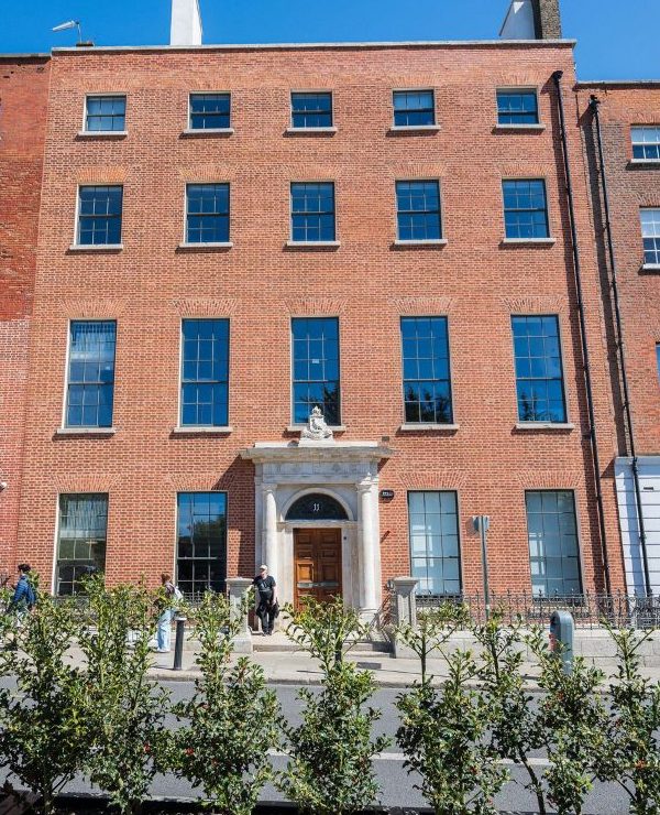 the front of a restored red brick terraced Georgian building, 11 Parnell Square